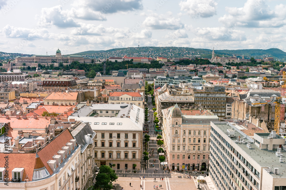 Panoramic view with clouds from the St. Stephen's Basilica, Budapest, Hungary at the summer. Panoramic view with clouds from the St. Stephen's Basilica, Budapest, Hungary at the summer.
