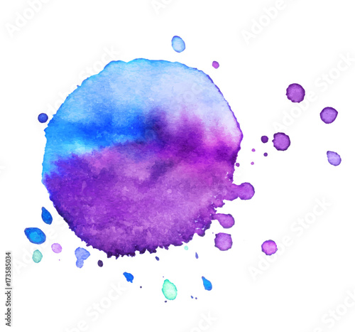 Colorful abstract watercolor texture stain with splashes and spatters. Modern creative watercolor background for trendy design.