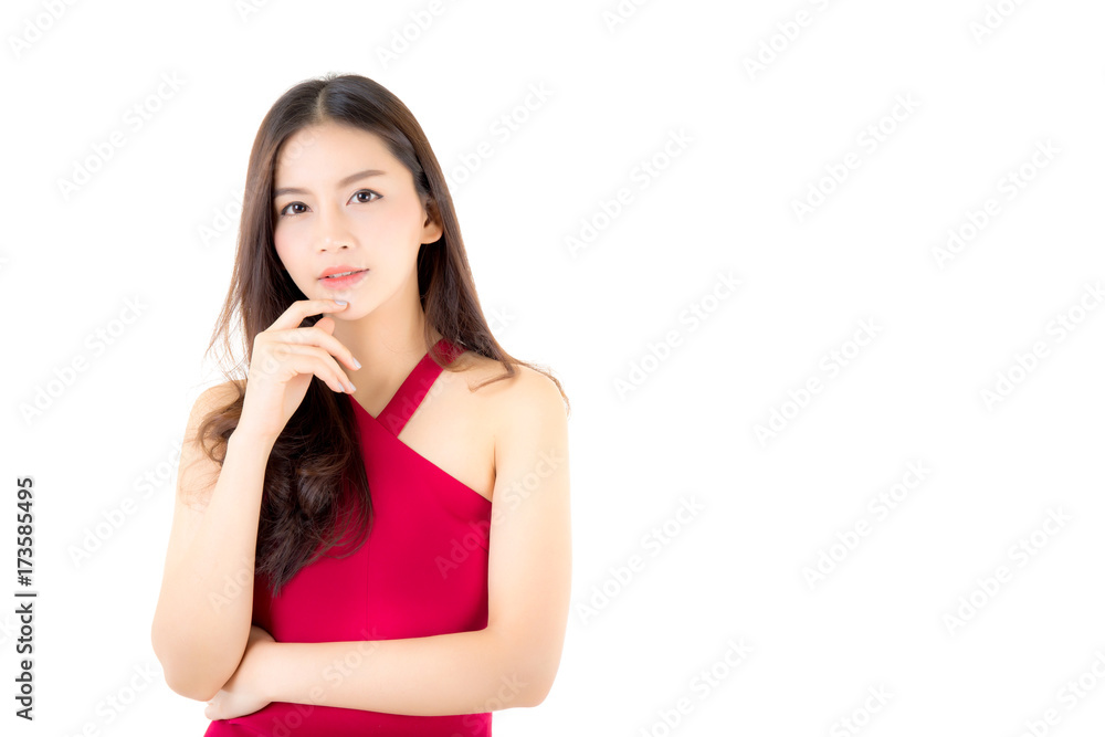 Beautiful young asian woman smiling of portrait isolated on white background. female model concept. Beautiful young asian woman smiling of portrait isolated on white background. female model concept.