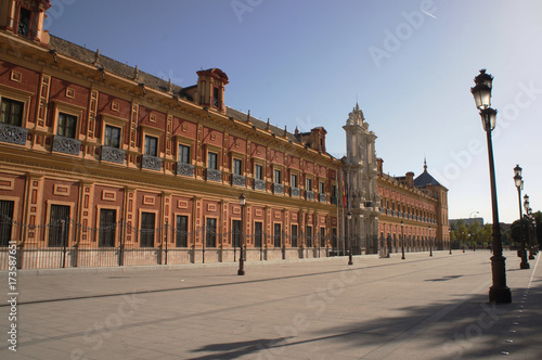 Facade of the Palace of San Telmo (Palacio de San Telmo) in Sevilla, Spain