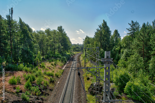 View from height to railroad tracks