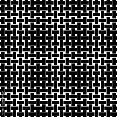Seamless 'woven' vector texture on transparent background. Black and white series No. 4.