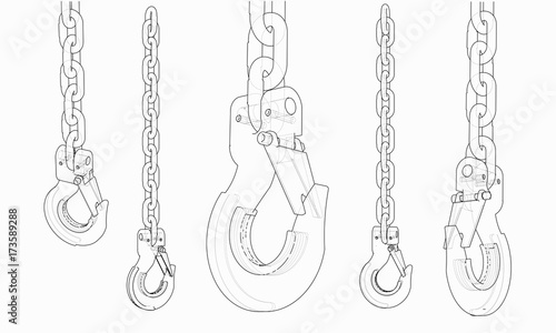 Hook with chain. Vector