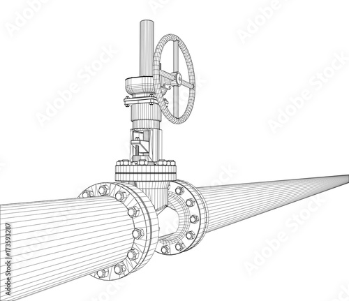 Industrial valve. Vector rendering of 3d