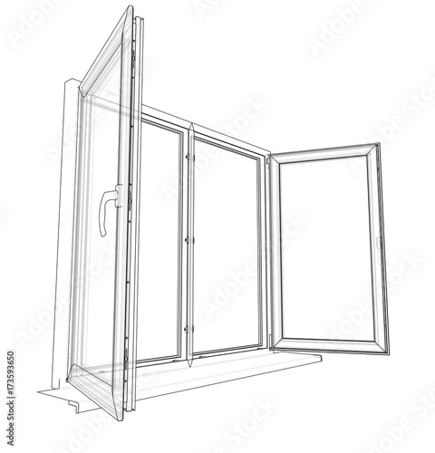 Open windows sketch. Vector