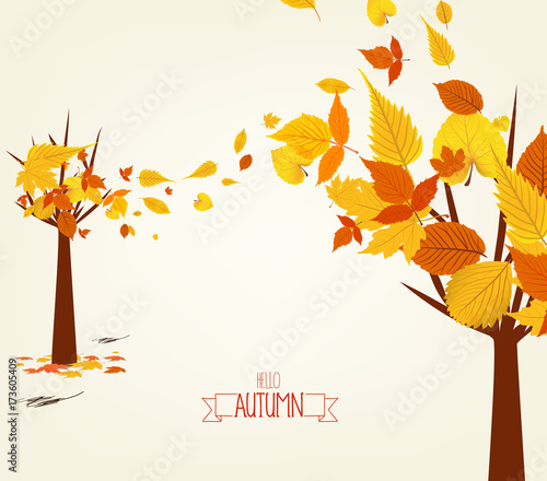 Vector Illustration of an Autumn Design. Autumn tree background