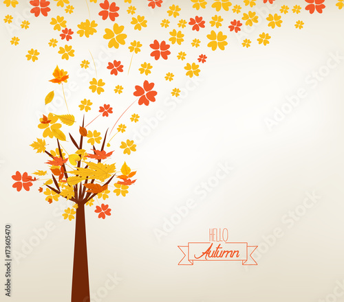 Vector Illustration of an Autumn Design. Autumn tree background
