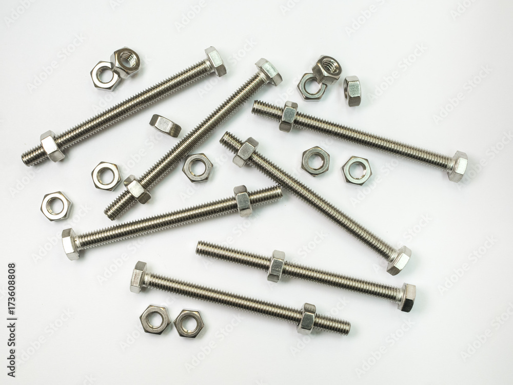 screw and nuts on white background screw and nuts on white background