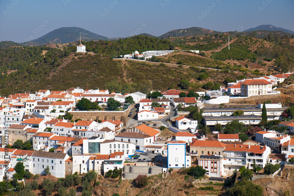 White houses of town Mertola. Portugal