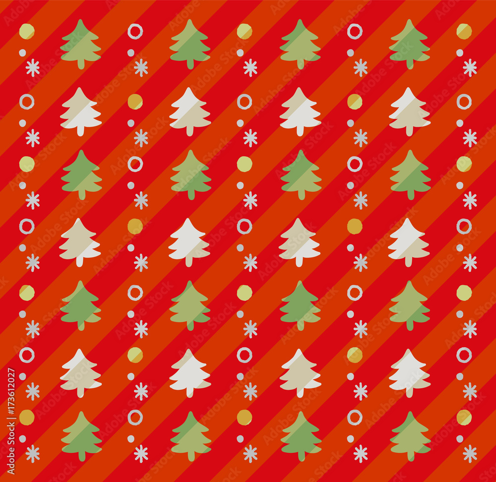 クリスマスツリーのかわいい手描き風背景 赤 Stock Vector Adobe Stock