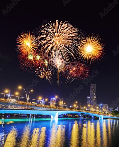 firework over Jubilee bridge, Singapore
