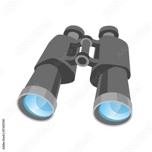 Classic binoculars with clear lenses isolated cartoon illustration
