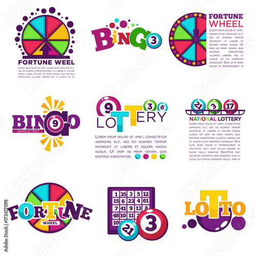 Bingo lotto lottery win vector icons set jackpot wineer numbers