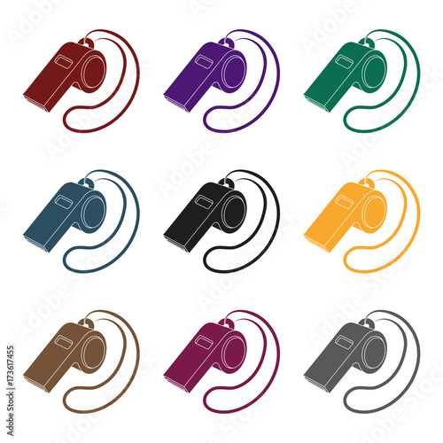 Whistle football fan.Fans single icon in black style vector symbol stock illustration.