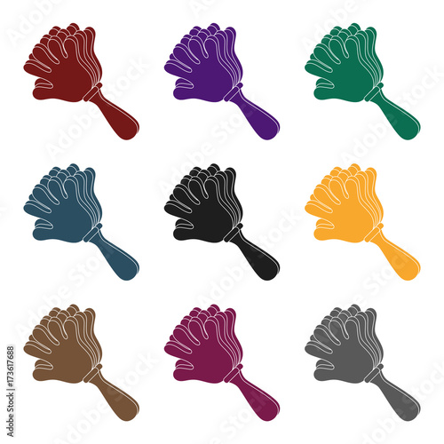 Attribute of the fan in the form of a hand.Fans single icon in black style vector symbol stock illustration.