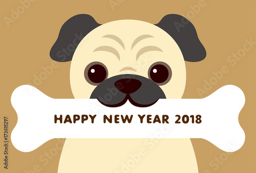 2018年戌年　犬の年賀状テンプレート