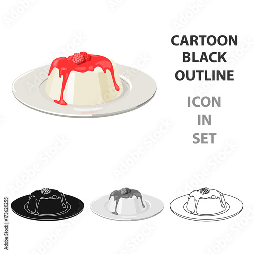 Panna cotta icon in cartoon style isolated on white background. Milk product and sweet symbol stock vector illustration.
