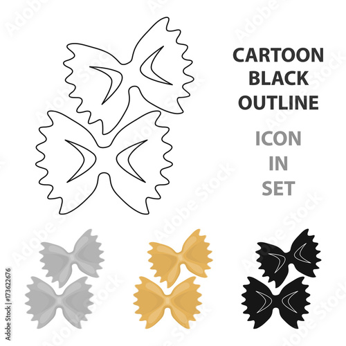 Farfalle icon pasta in cartoon style isolated on white background. Types of pasta symbol stock vector illustration.