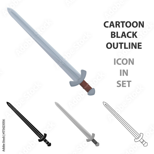 Viking sword icon in cartoon style isolated on white background. Vikings symbol stock vector illustration.