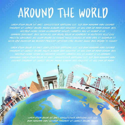 real travel landmark around the world vector