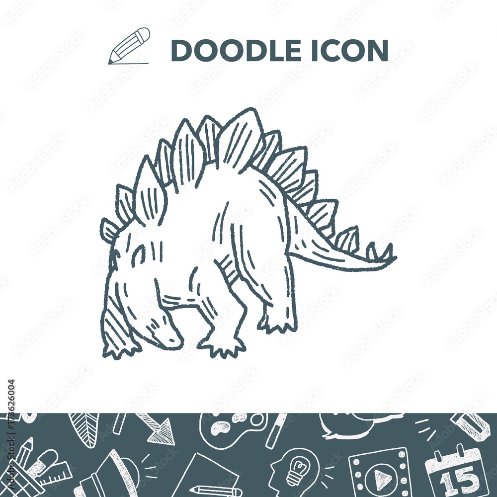 Obraz premium Doodle dinozaurów stegozaurów