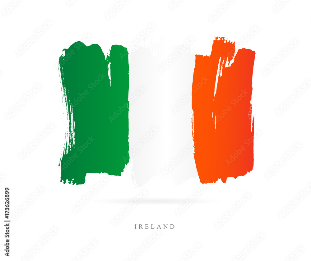 Flag of Ireland. Brush strokes
