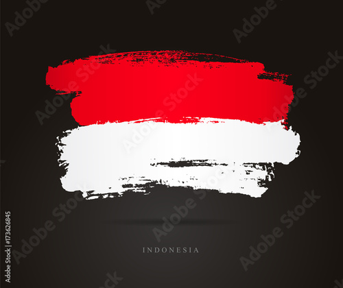 Flag of Indonesia. Brush strokes
