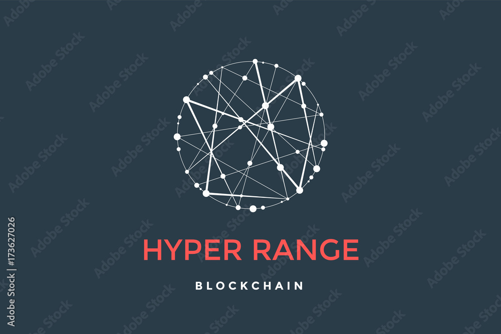 Logo for blockchain technology. Circle with connected lines for brand of smart contract block symbol. Graphic design for decentralized transactions and cryptocurrencies network. Vector Illustration Logo for blockchain technology. Circle with connected lines for brand of smart contract block symbol. Graphic design for decentralized transactions and cryptocurrencies network. Vector Illustration