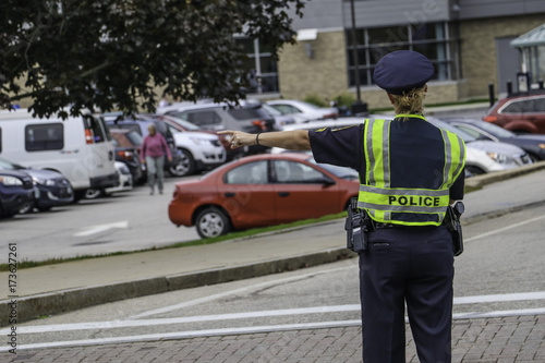 Police officer directing traffic