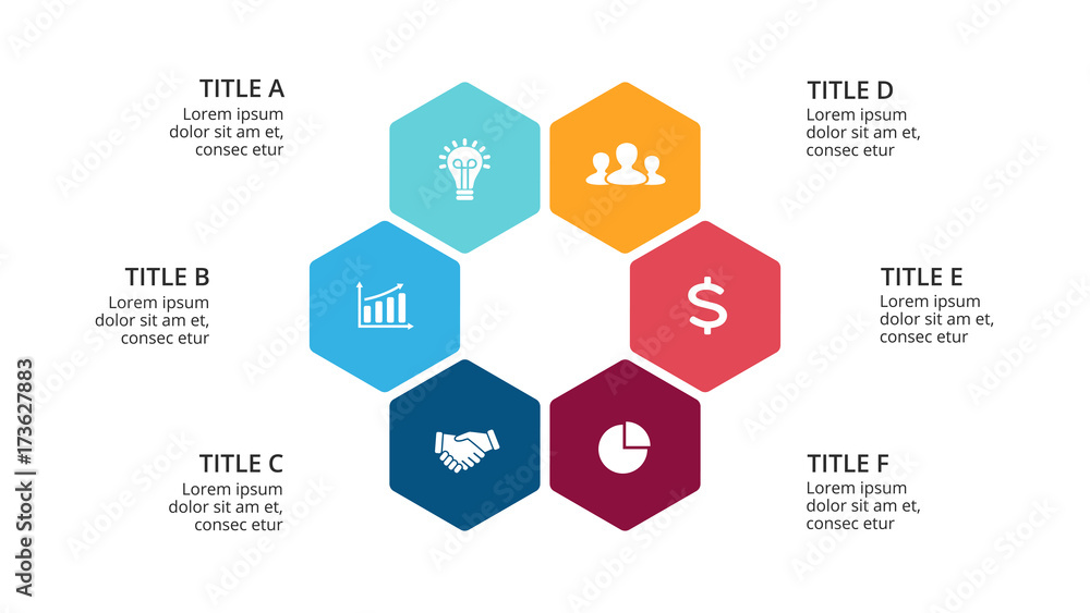 Vector circle arrows infographic, cycle diagram, geometric graph, presentation chart. Business concept with 6 options, parts, steps, processes. 16x9 slide template.