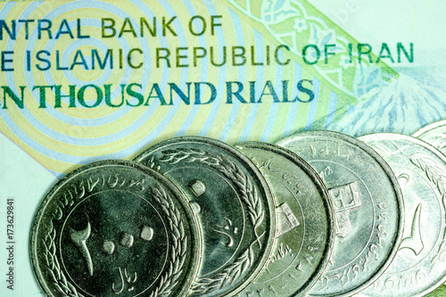 Close-up Iranian banknote and currency, Rials, Islamic Republic of Iran photo