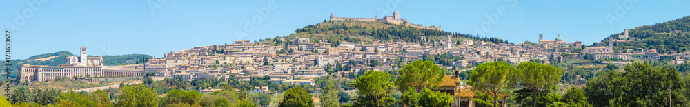 Assisi, one of the most beautiful small town in Italy. Skyline of the village from the land