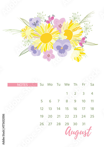 Vintage floral calendar 2018