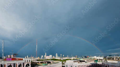 Rainbow above bangkok city, THAILAND