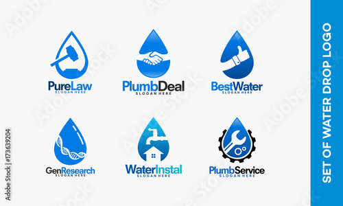 Set of Water Logo Creation designs vector, Set of Pure water logo template