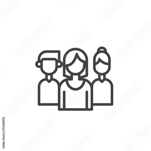 Team line icon, outline vector sign, linear style pictogram isolated on white. People symbol, logo illustration. Editable stroke