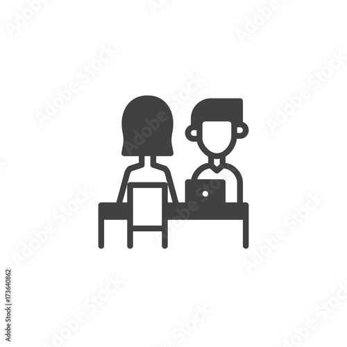 Interview icon vector, filled flat sign, solid pictogram isolated on white. Symbol, logo illustration.