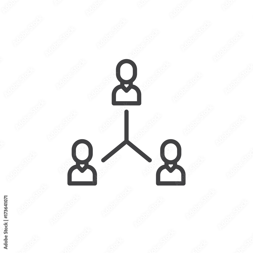 Teamwork line icon, outline vector sign, linear style pictogram isolated on white. People connection symbol, logo illustration. Editable stroke