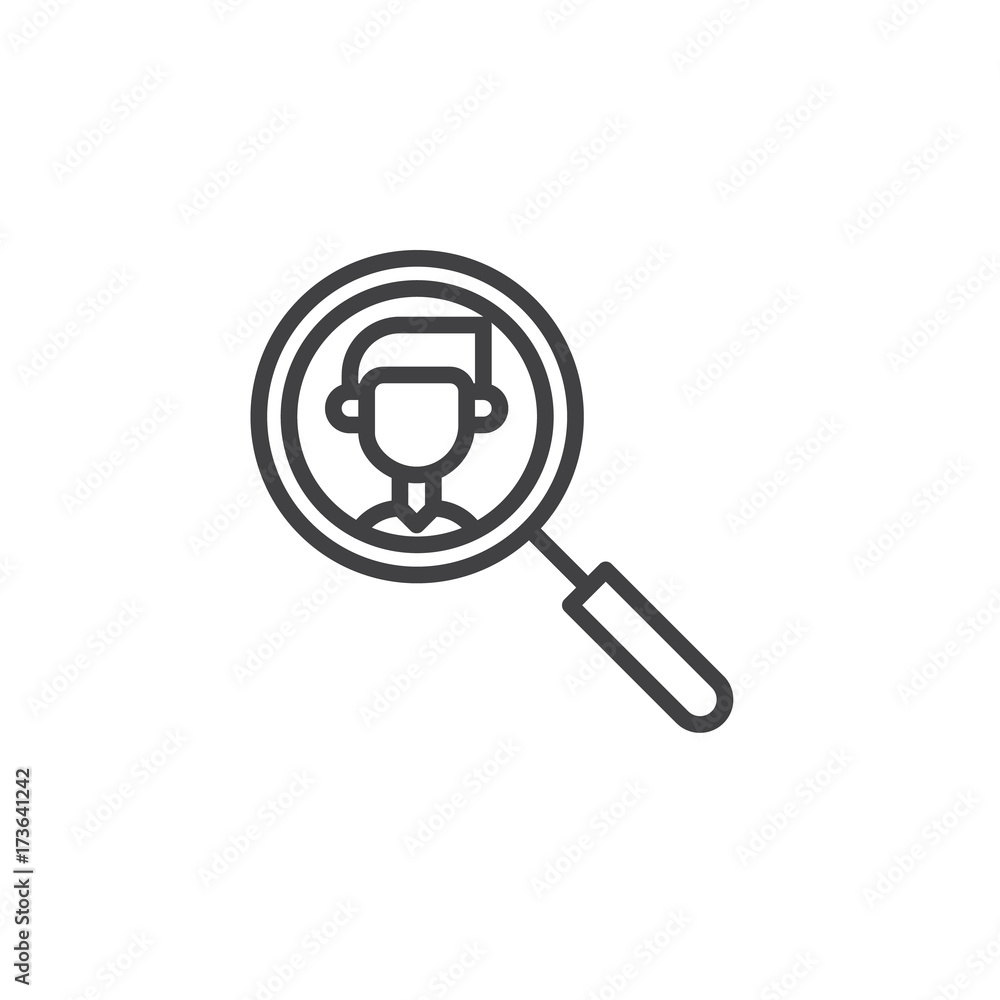 Job search line icon, outline vector sign, linear style pictogram isolated on white. Symbol, logo illustration. Editable stroke Job search line icon, outline vector sign, linear style pictogram isolated on white. Symbol, logo illustration. Editable stroke