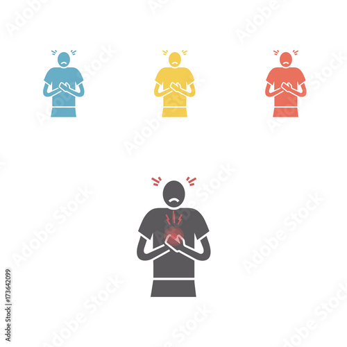 Breast pain, Flat icon