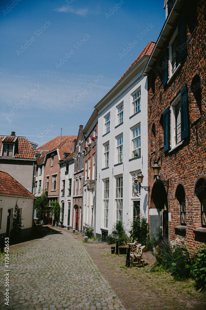 Narrow street in Deventer, Netherlands