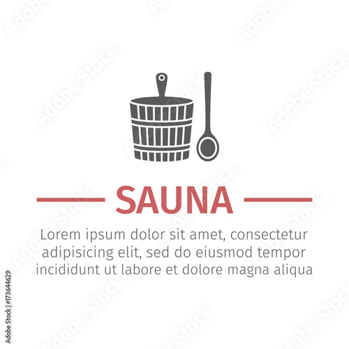 Wooden sauna bucket. Vector illustration.