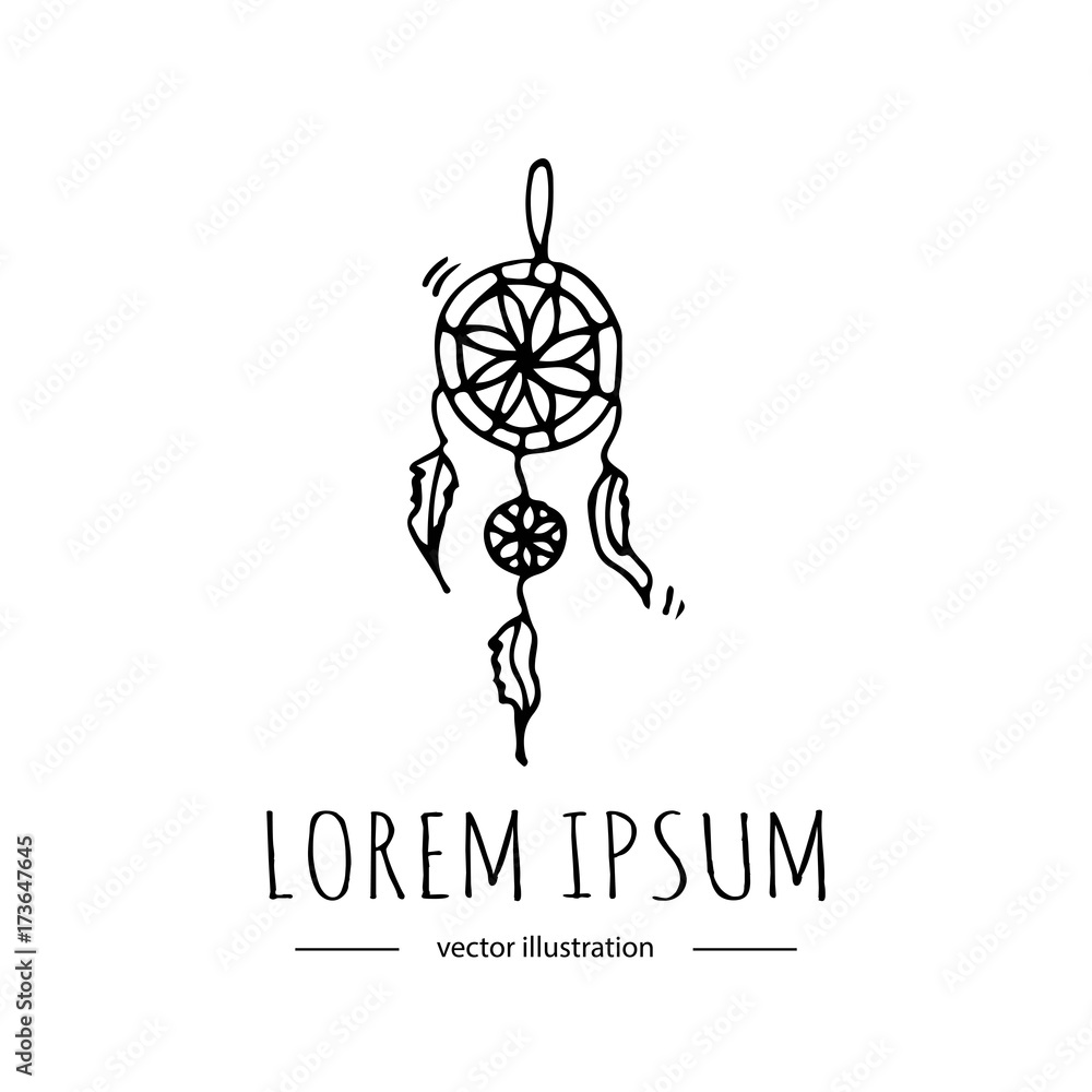 Hand drawn doodle Lucky symbol icon - Dream catcher. Sketchy vector  illustration elements. Luck symbols collection Cartoon element: Dreamcather  Charms Good Luck isolated on white background Stock Vector | Adobe Stock
