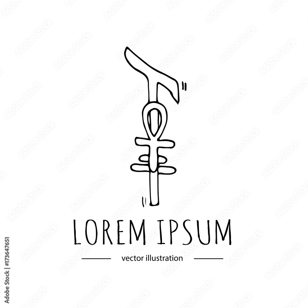 Hand drawn doodle Egyptian symbol of royalty and power icon. Sketchy vector  illustration elements. Luck symbols collection Cartoon element: Ankh sign  Charms Good Luck isolated on white background Stock Vector