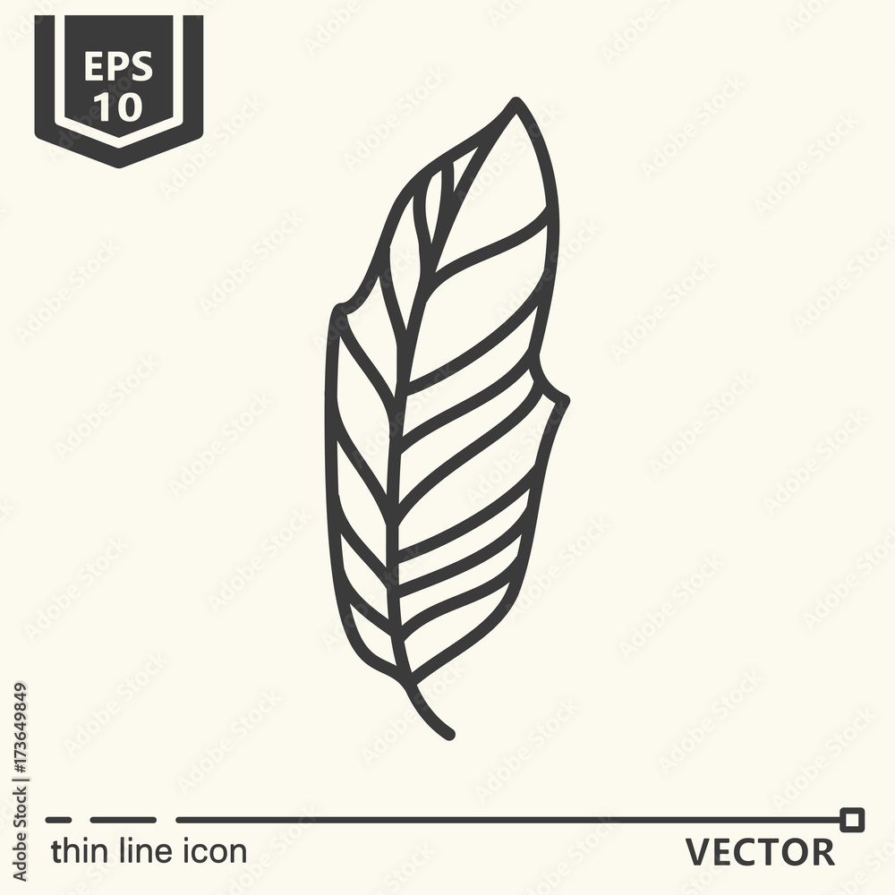 Thin line icon series - tropical leaf Thin line icon series - tropical leaf