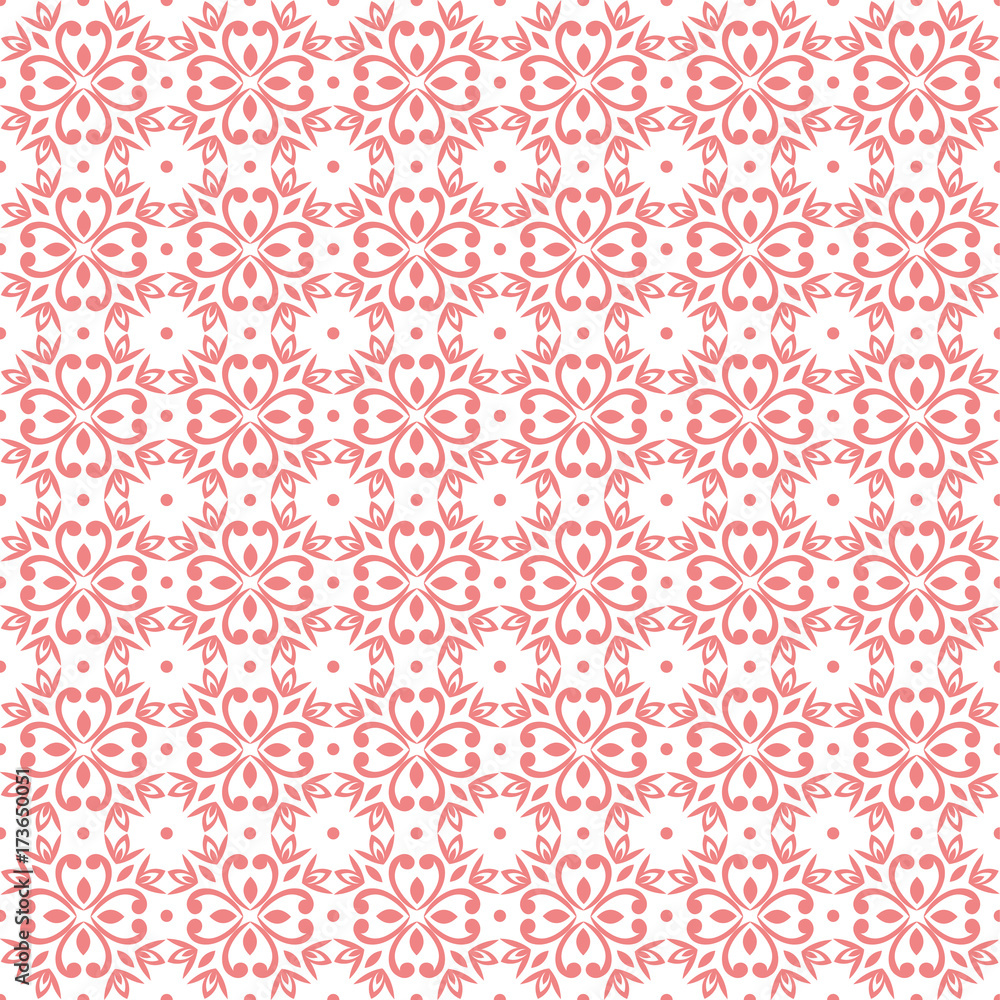 Wallpaper baroque, damask. White and pink floral pattern. Vintage ornament. background for wallpaper, printing on the packaging paper, textiles, tile. Wallpaper baroque, damask. White and pink floral pattern. Vintage ornament. background for wallpaper, printing on the packaging paper, textiles, tile.