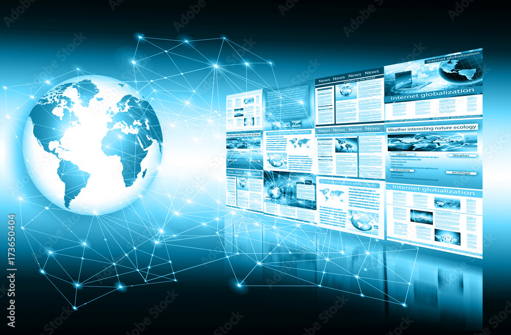 Best Internet Concept of global business. Globe, glowing lines on technological background. Wi-Fi, rays, symbols Internet, 3D illustration