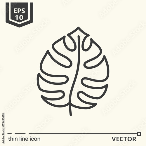 Thin line icon series - tropical leaf