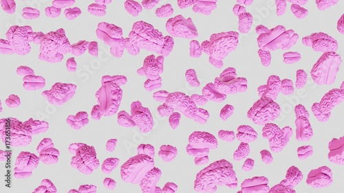 Numerous Brain Models floating on a clean white background