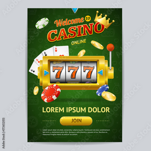 Casino Gambling Game Poster Card Template. Vector